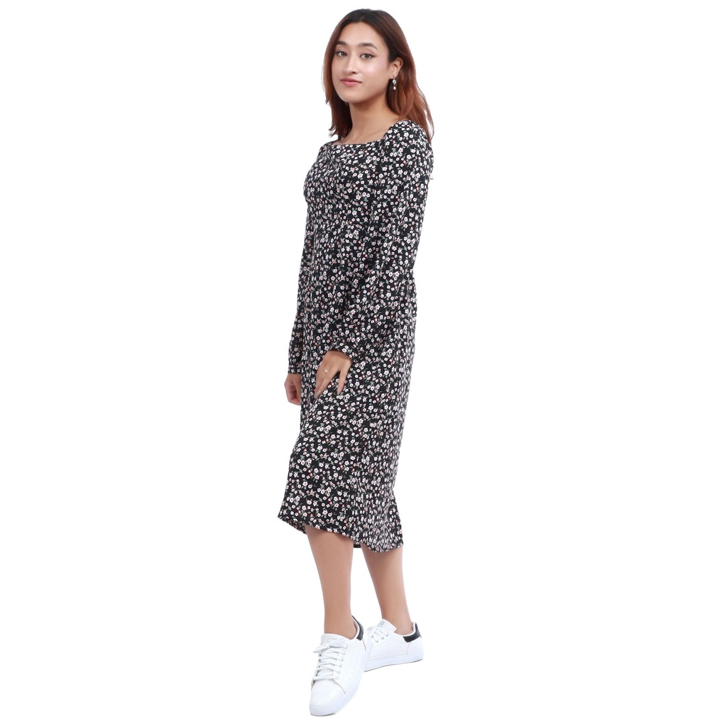 Sweetheart Neck Full Sleeves Floral Printed Dress For Women