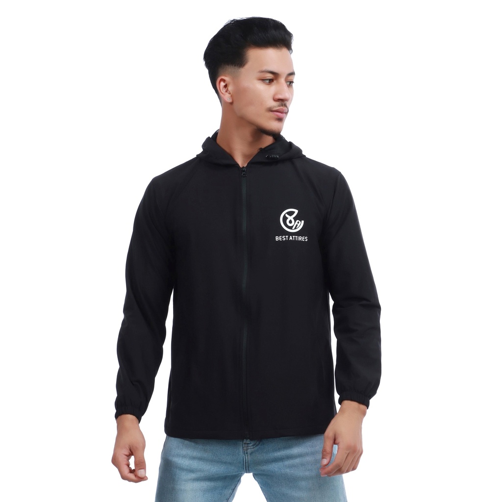 Polyester Full Sleeves Zippered Design Windcheater For Men